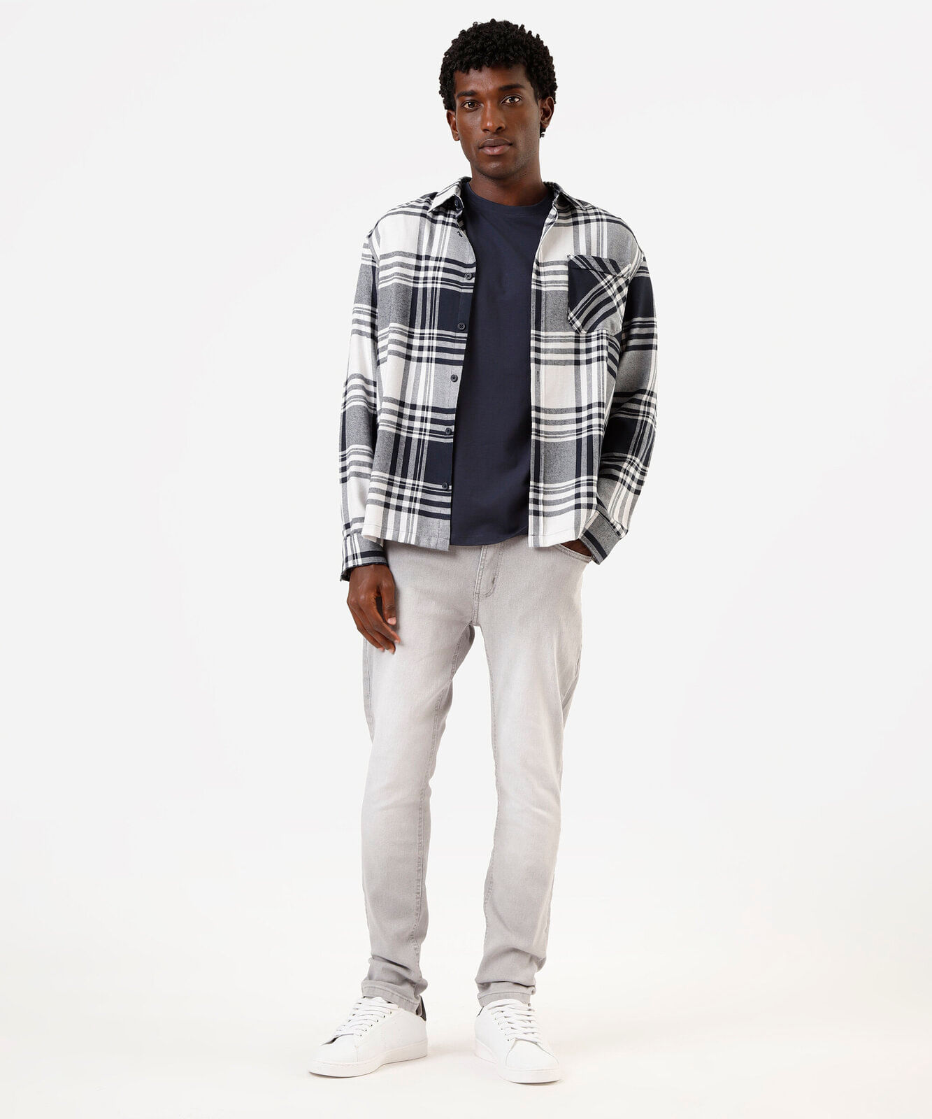 calça jeans skinny masculina cinza