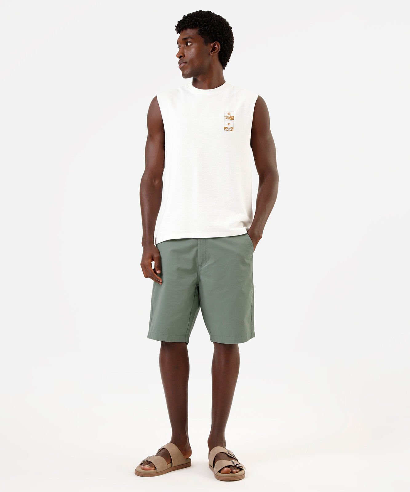 bermuda masculina reta chino verde