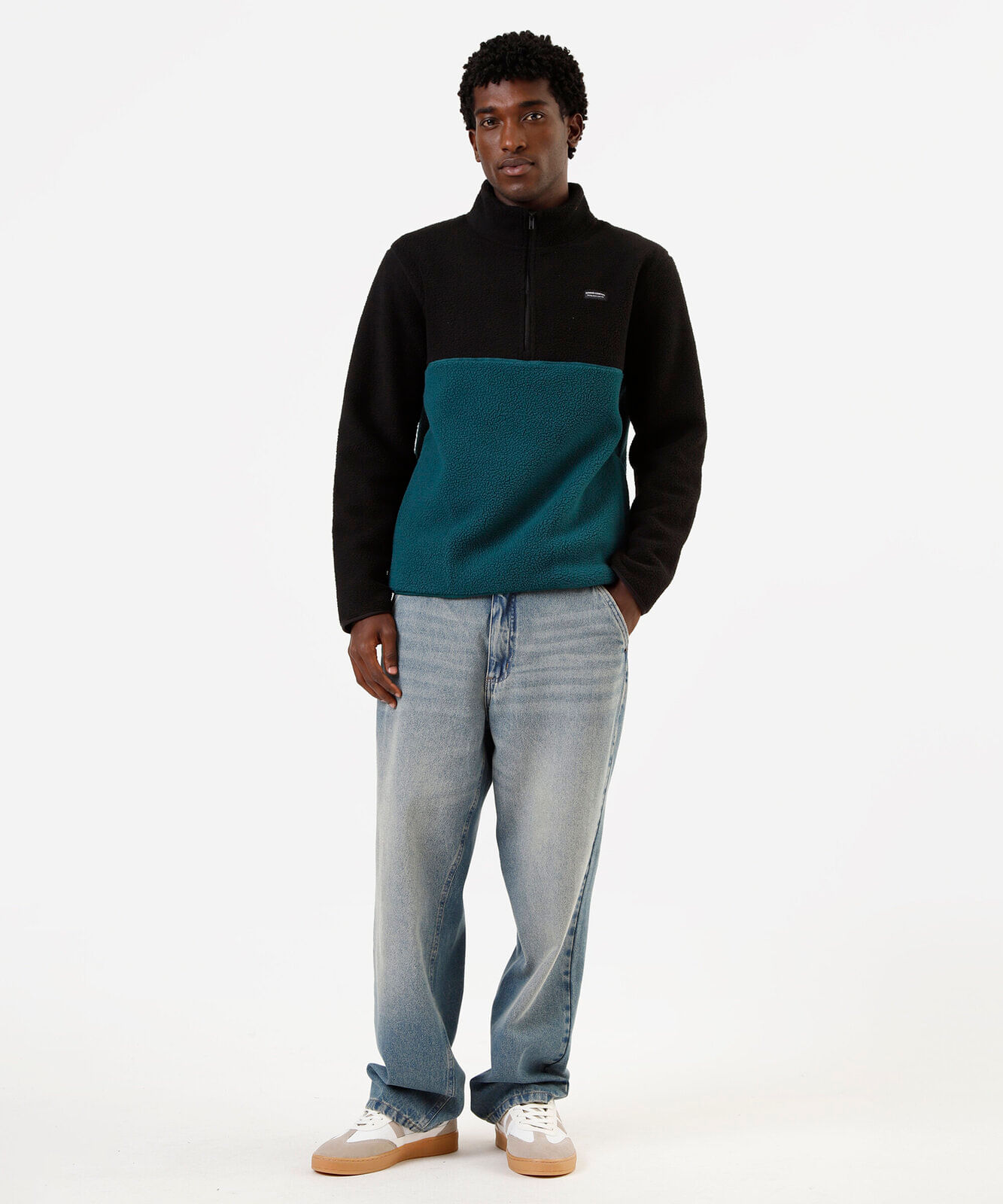 blusão masculino fleece com zíper verde