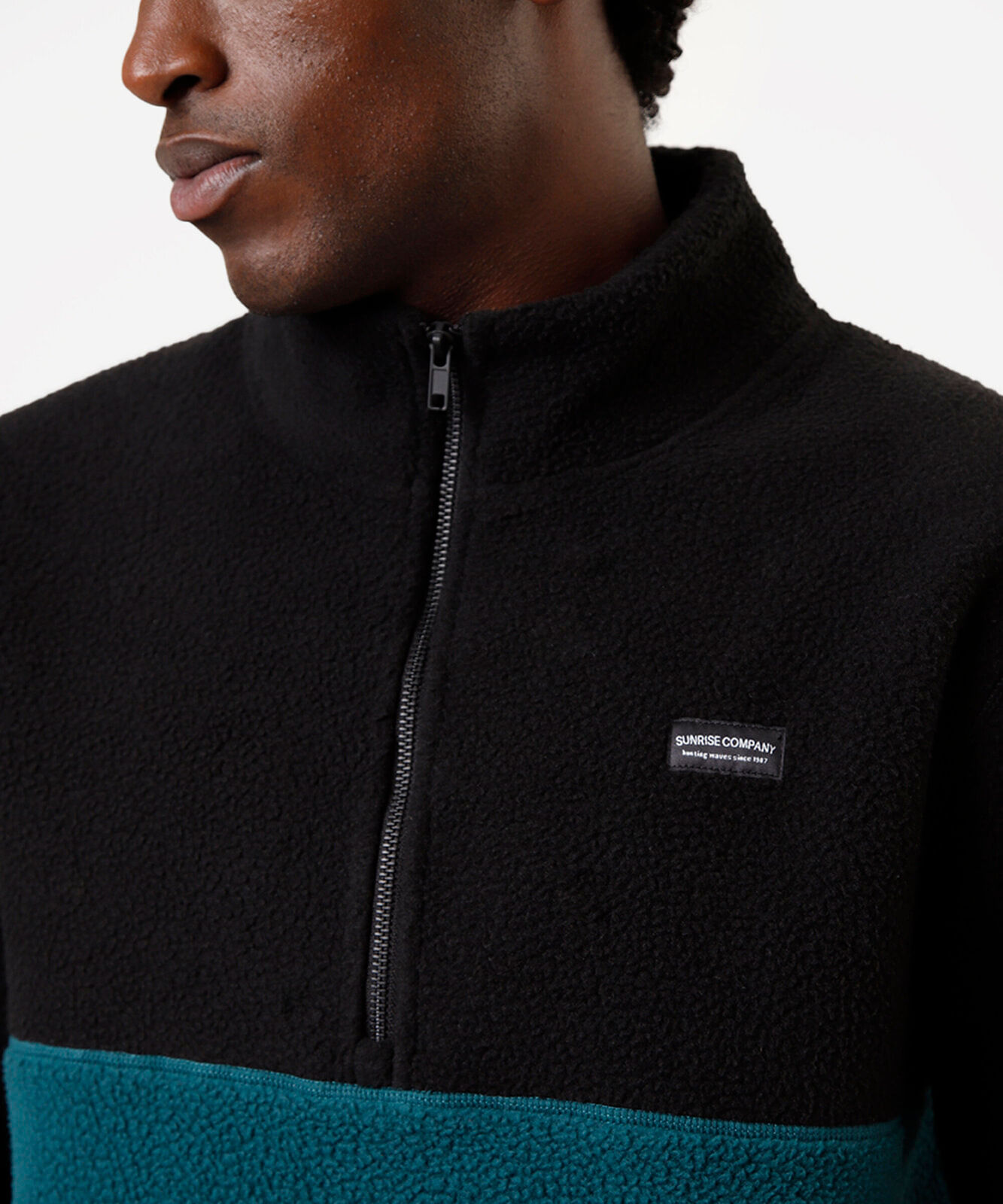 blusão masculino fleece com zíper verde