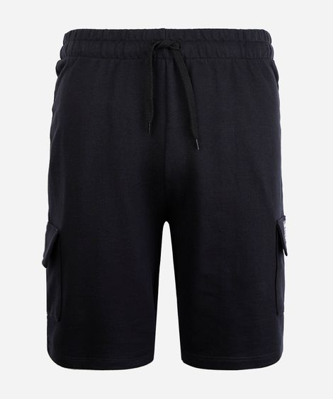 bermuda de moletom juvenil bolsos cargo preta