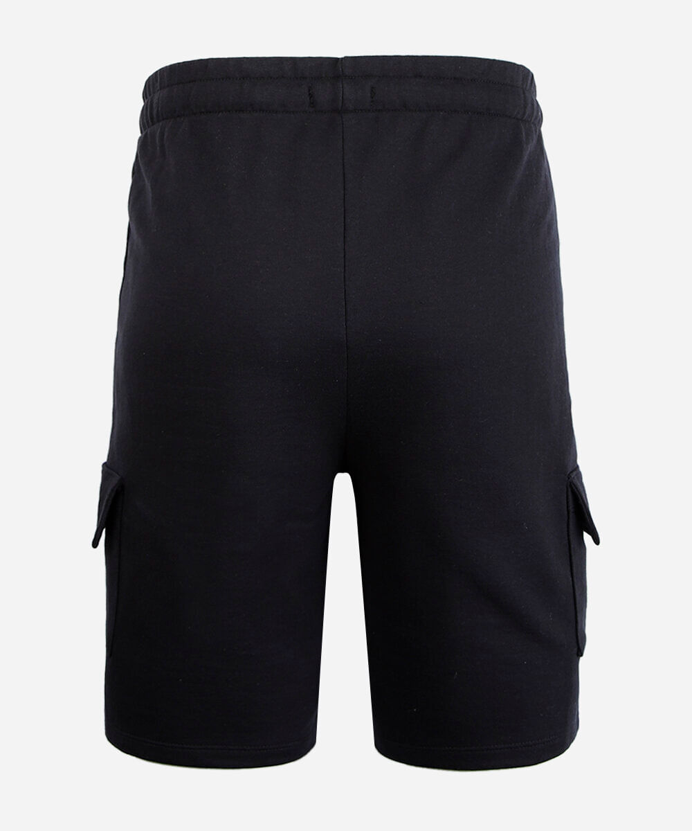 bermuda de moletom juvenil bolsos cargo preta