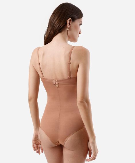 body meia taça feminino de poliamida bege