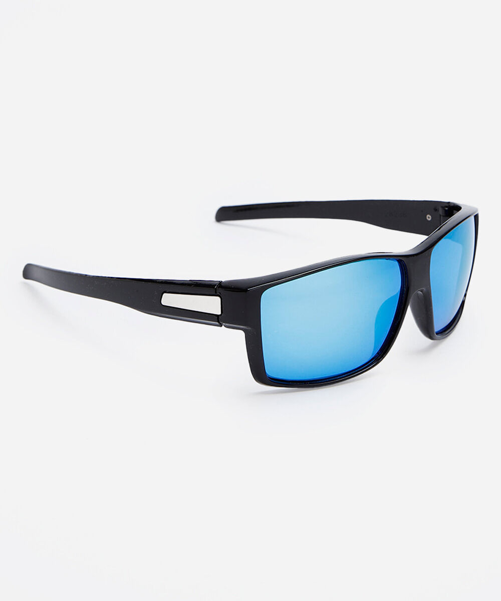 óculos de sol esportivo quadrado masculino preto