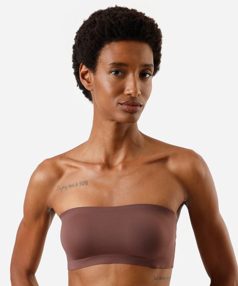 top faixa feminino com bojo removível marrom