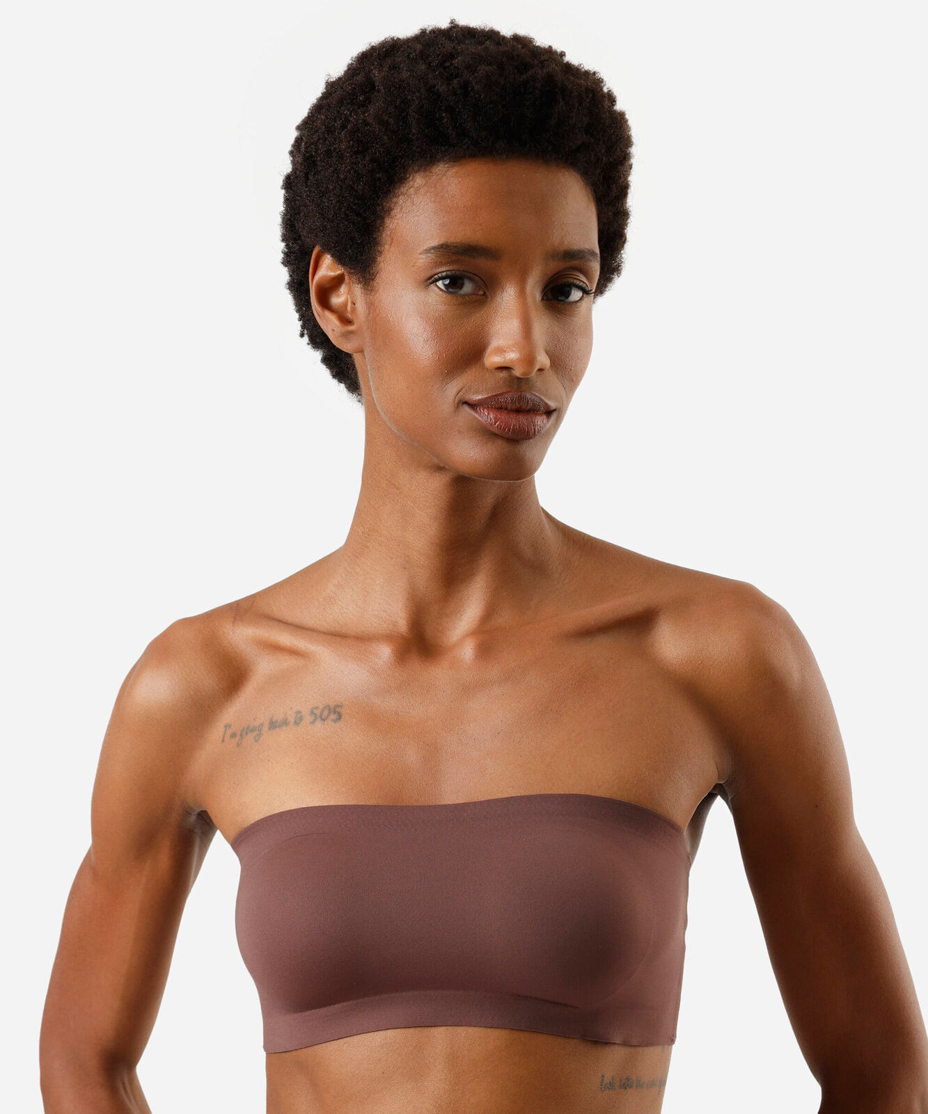 top faixa feminino com bojo removível marrom