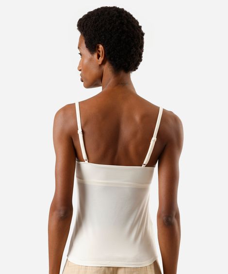 camisete alça fina feminina de poliamida com bojo bege
