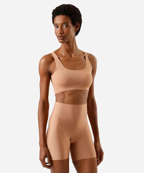 bermuda segunda pele feminina de poliamida marrom