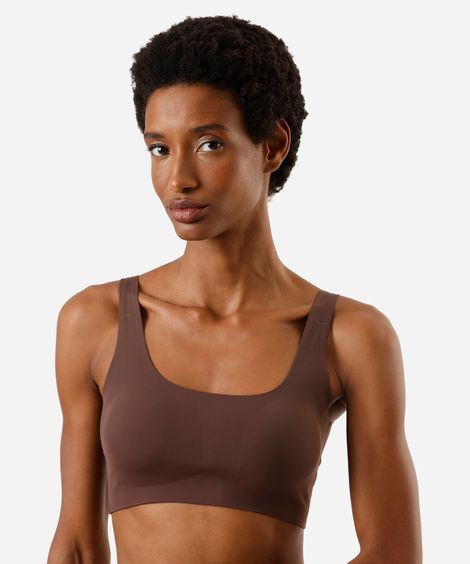 sutiã top feminino com bojo de poliamida marrom