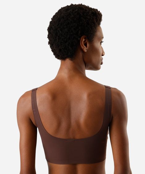 sutiã top feminino com bojo de poliamida marrom