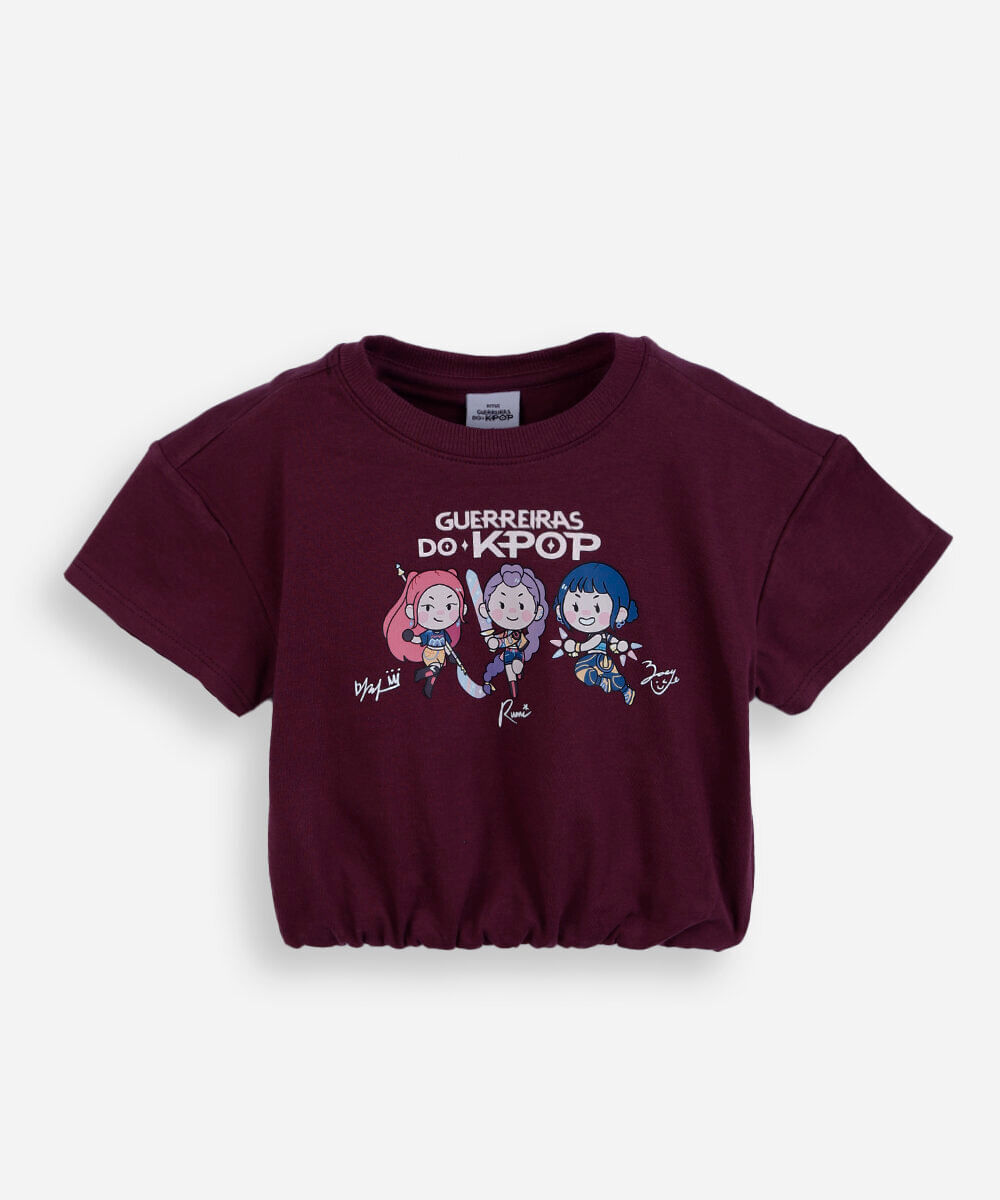 blusa balonê infantil guerreiras do kpop vinho