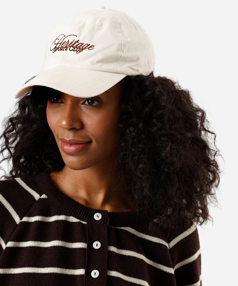 boné aba curva bordado off white