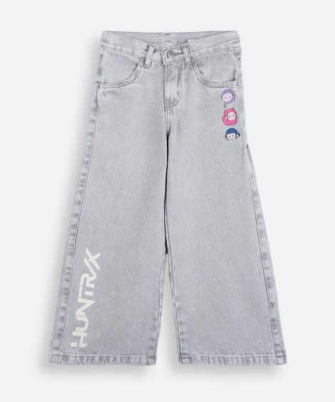 calça wide leg infantil guerreiras do kpop cinza