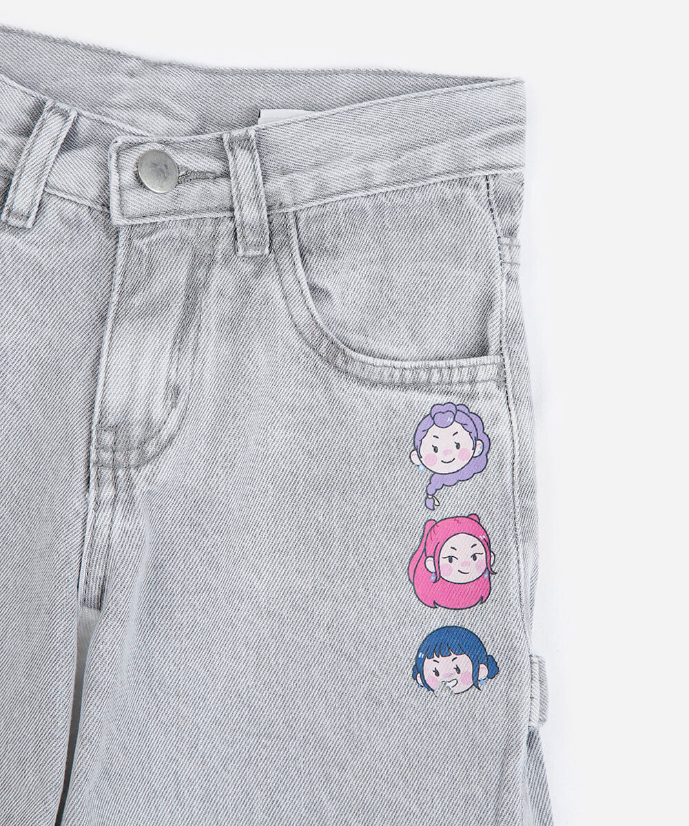 calça wide leg infantil guerreiras do kpop cinza