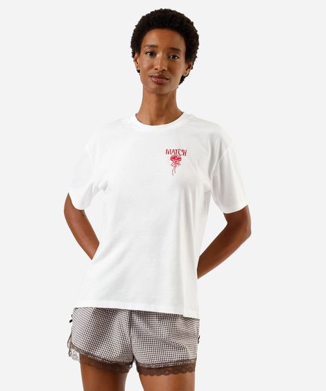 pijama curto feminino com renda xadrez marrom