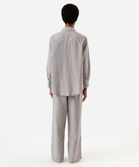 pijama longo americano feminino xadrez marrom