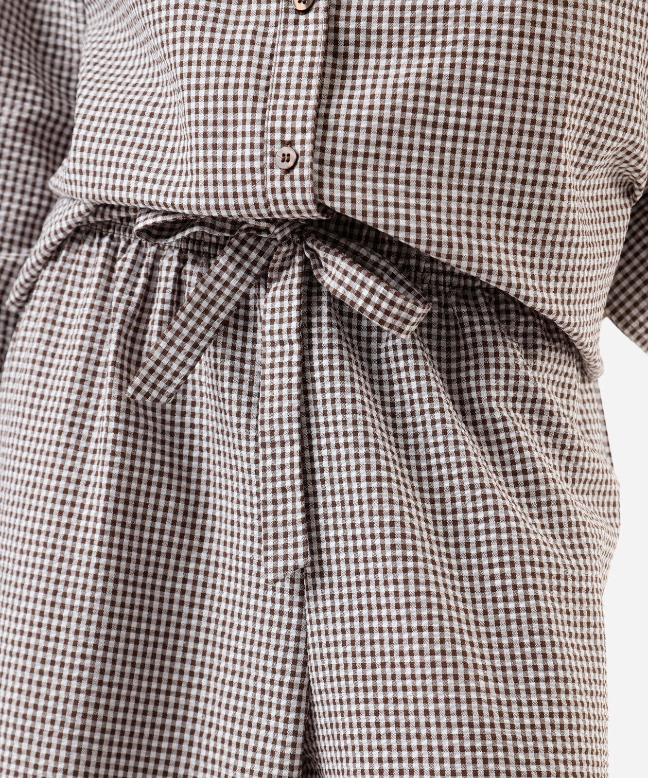 pijama longo americano feminino xadrez marrom