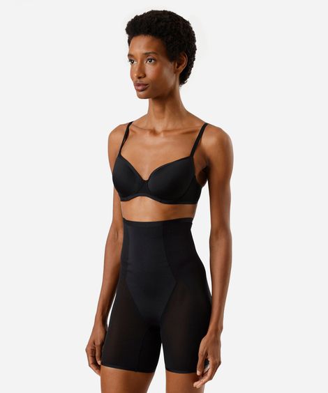 bermuda modeladora feminina de poliamida preta