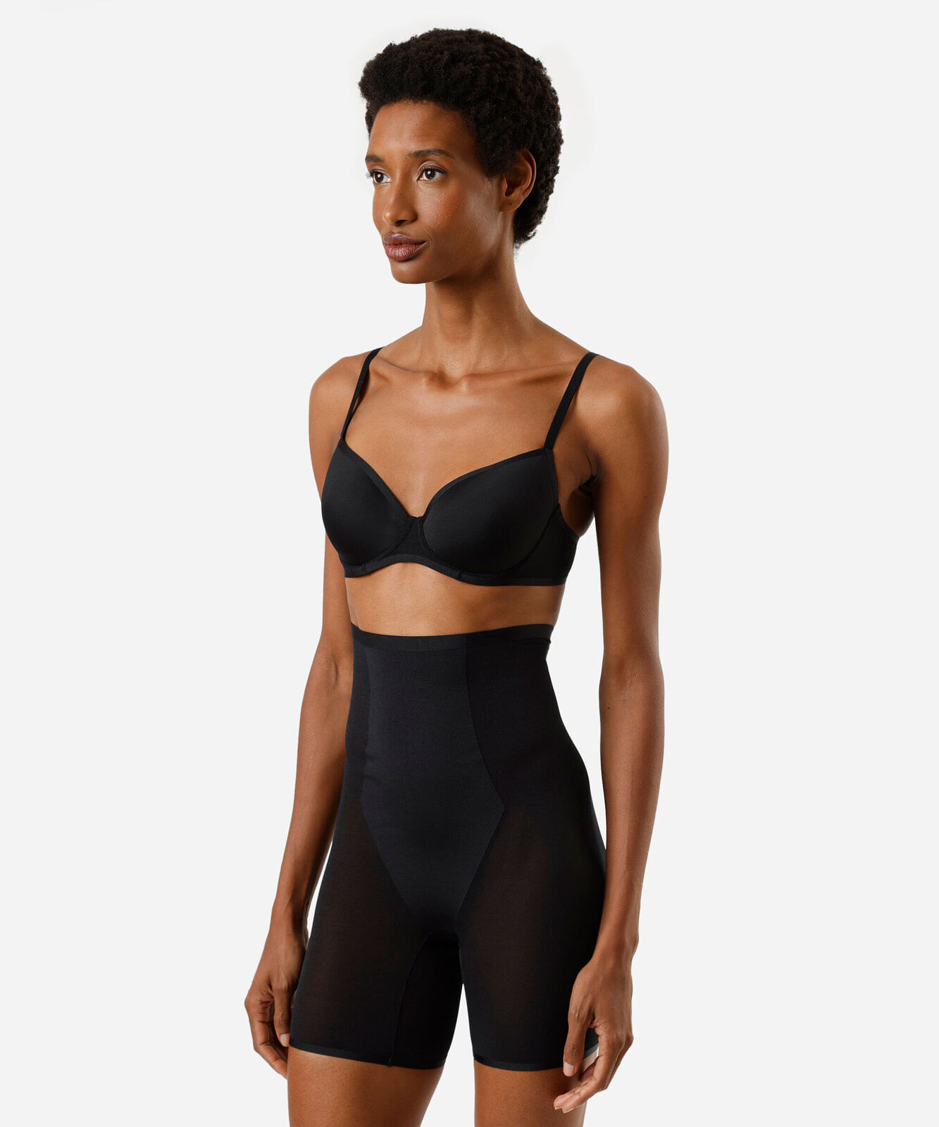 bermuda modeladora feminina de poliamida preta