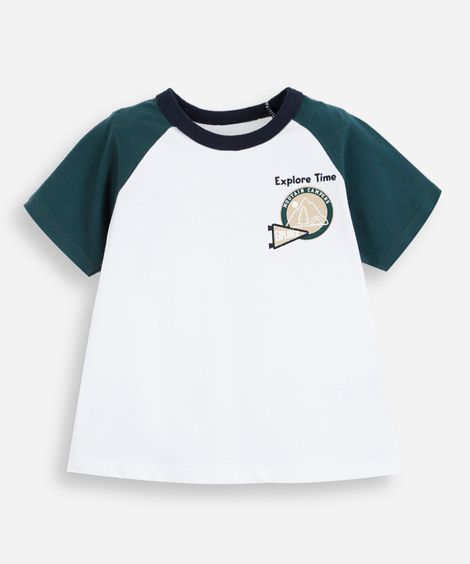 camiseta raglan infantil de algodão off white