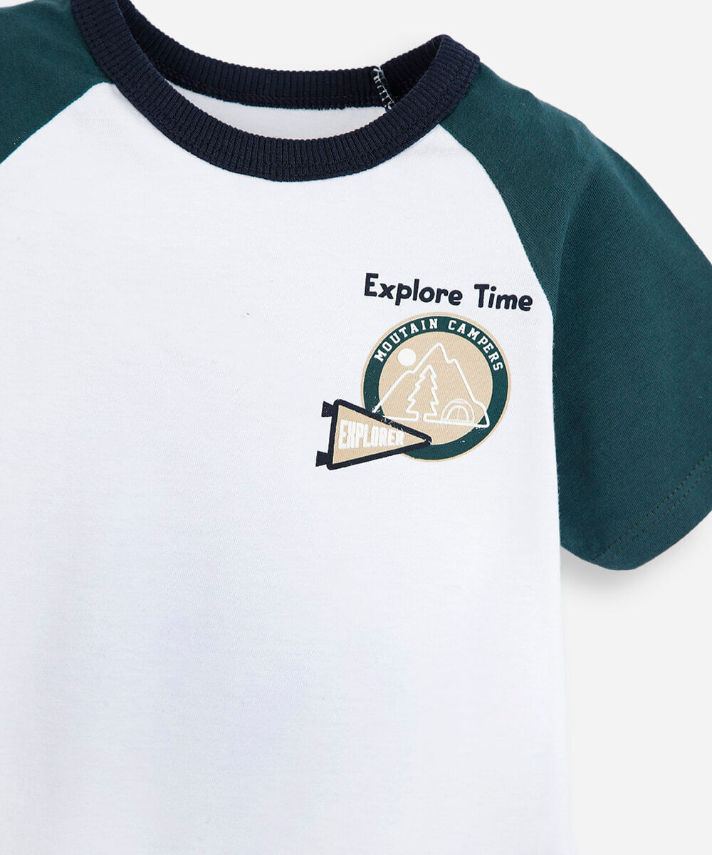 camiseta raglan infantil de algodão off white