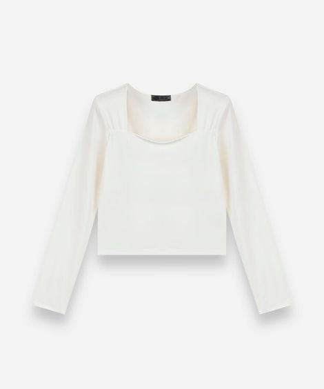blusa juvenil manga longa bege