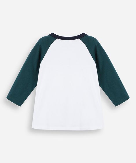 camiseta raglan infantil de algodão manga longa off white