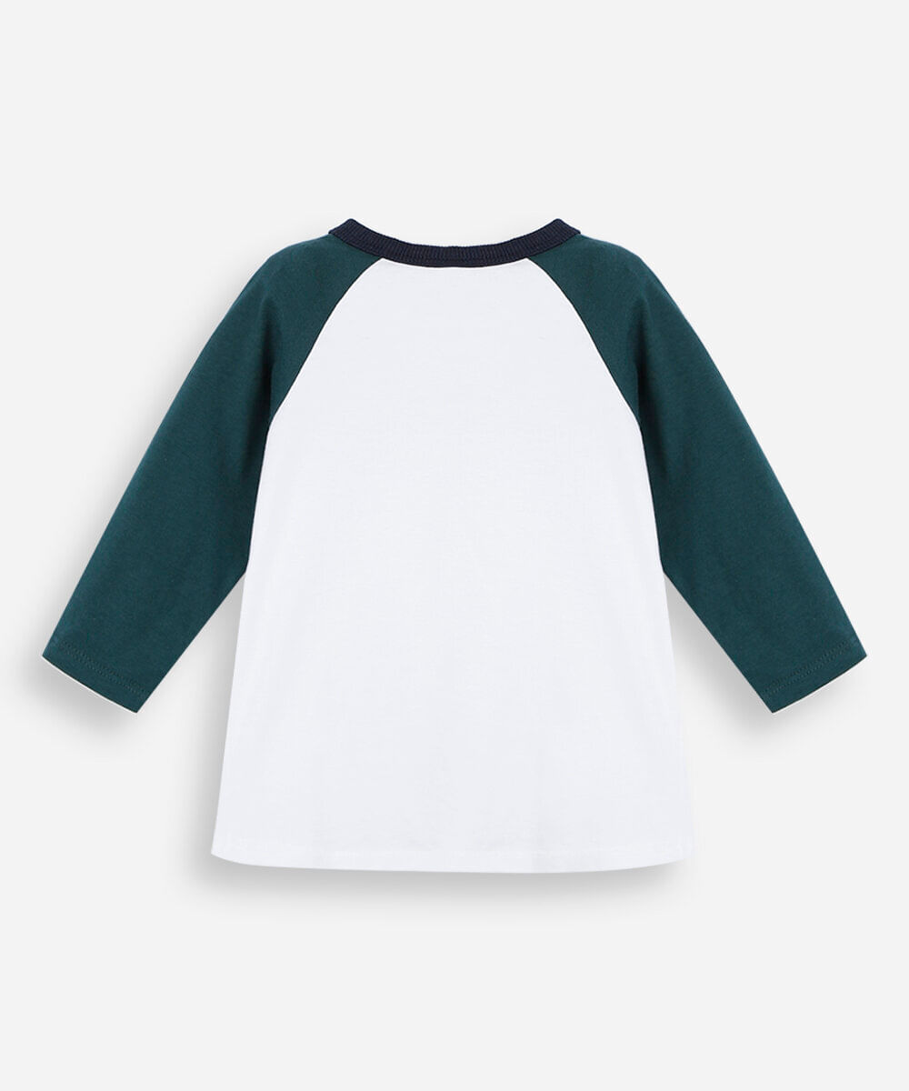camiseta raglan infantil de algodão manga longa off white