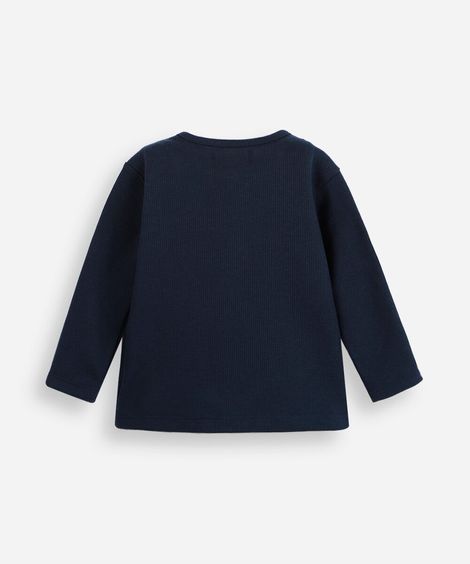 camiseta infantil com algodão manga longa azul