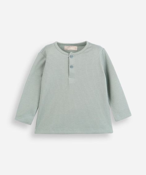 camiseta infantil com algodão manga longa azul