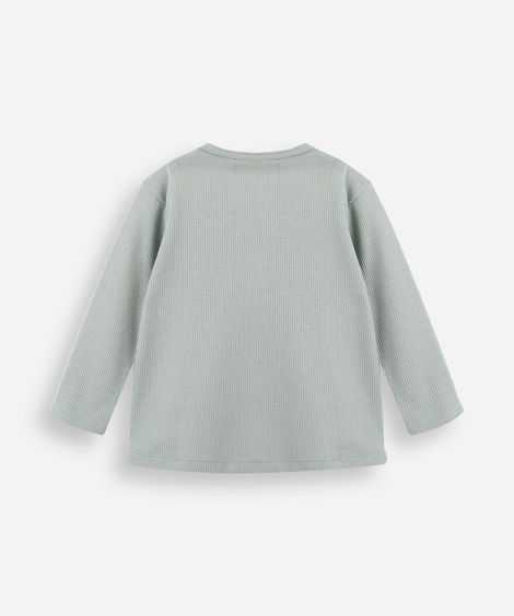 camiseta infantil com algodão manga longa azul