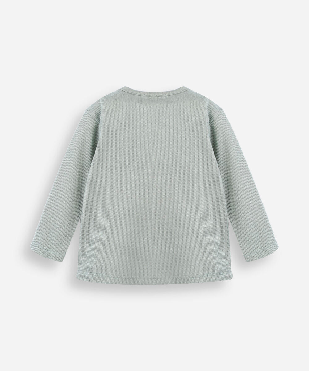 camiseta infantil com algodão manga longa azul