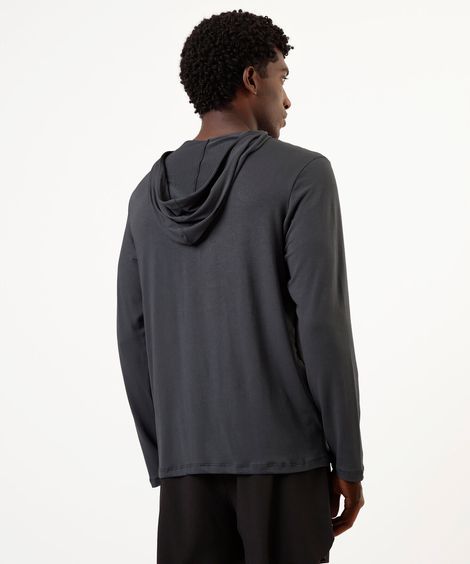 camiseta masculina manga longa com capuz cea sports cinza