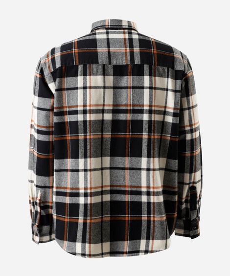 camisa masculina de algodão manga longa xadrez plus size preta
