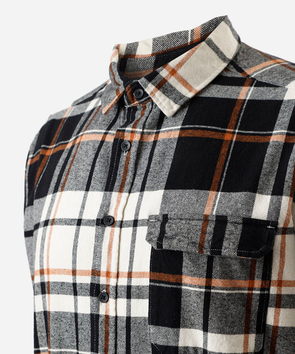 camisa masculina de algodão manga longa xadrez plus size preta