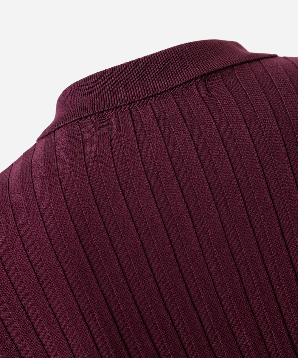 polo feminina de tricot manga curta canelada plus size vinho