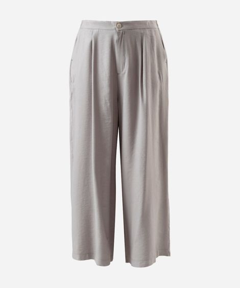 calça alfaiataria com prega e bolso plus size cinza