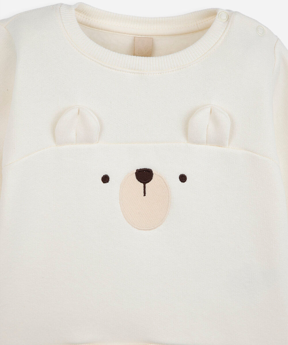 conjunto infantil de moletom bordado off white
