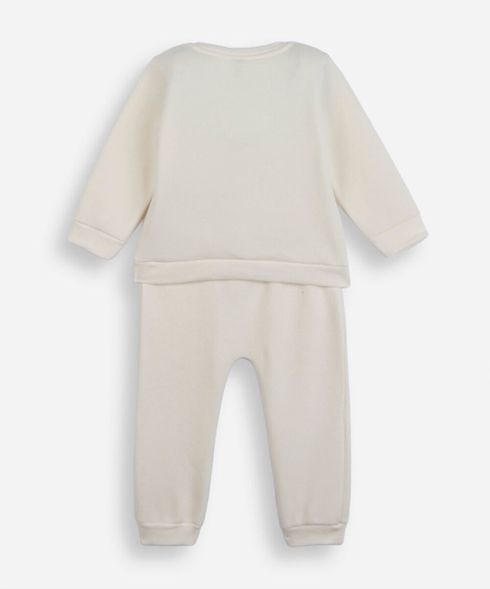 conjunto infantil de moletom bordado off white