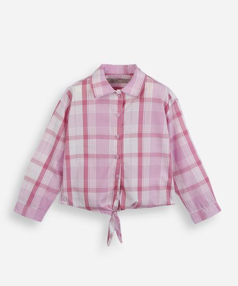 camisa xadrez infantil com nózinho rosa