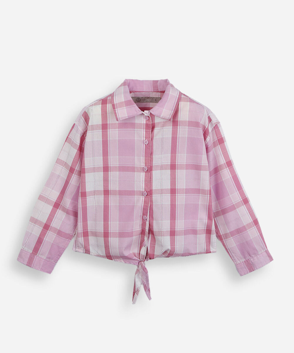 camisa xadrez infantil com nózinho rosa