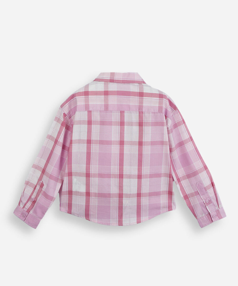 camisa xadrez infantil com nózinho rosa