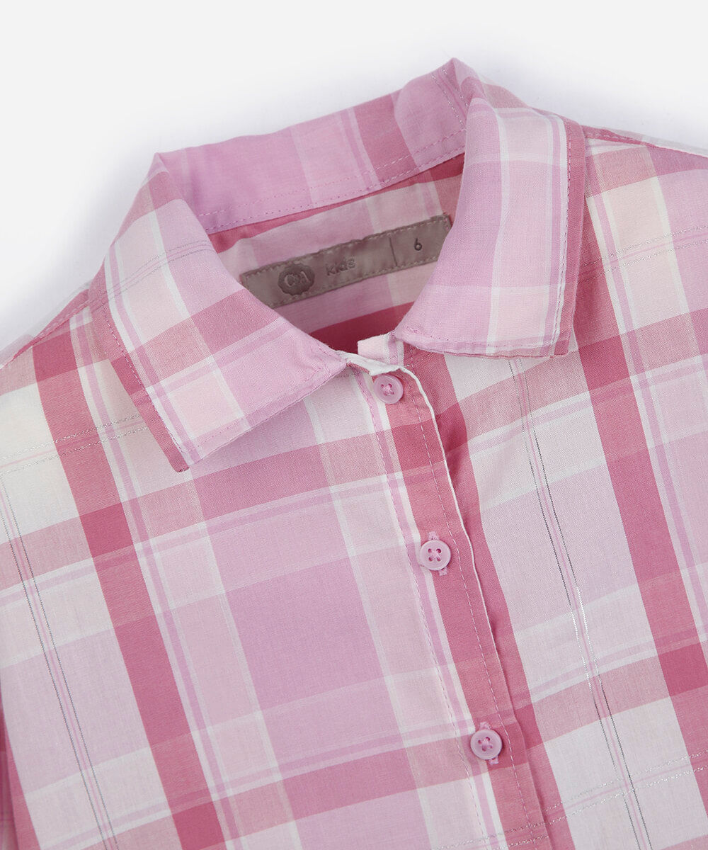 camisa xadrez infantil com nózinho rosa