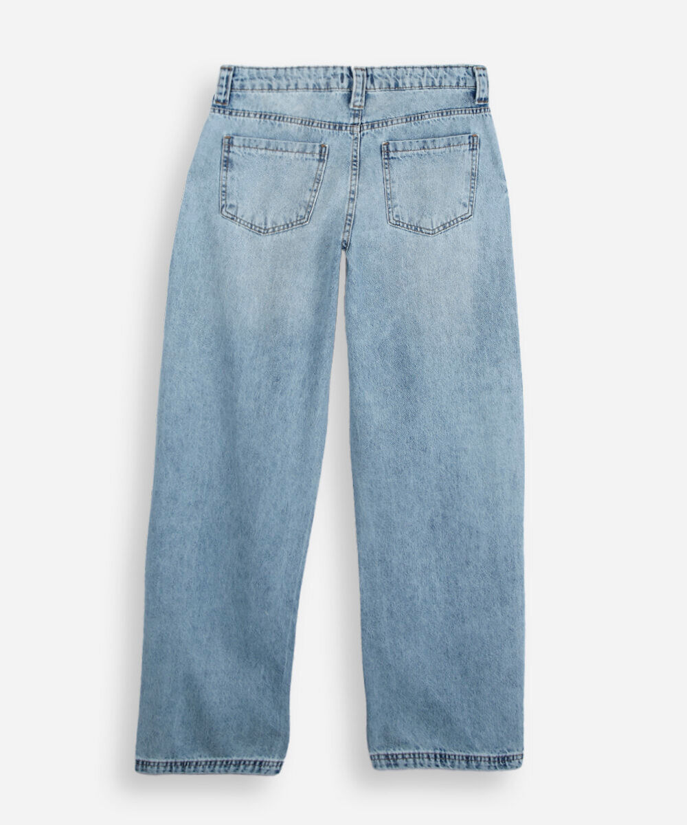 calça jeans barrel juvenil azul