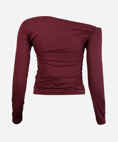 blusa juvenil assimétrica de poliamida manga longa roxa