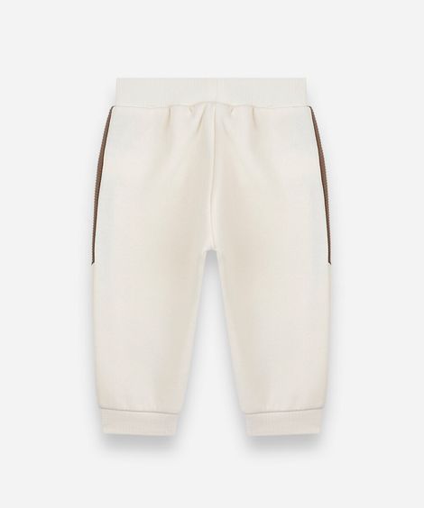 calça jogger infantil de moletom com recorte patrulha canina bege