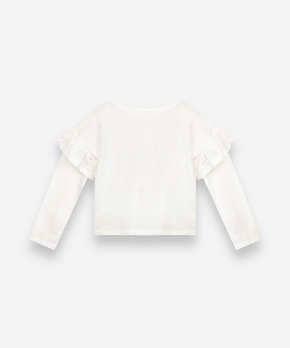 blusa infantil de algodão com paetê off white