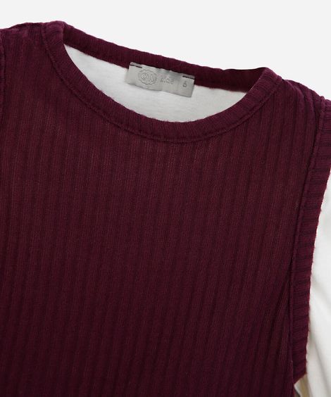 blusa infantil com algodão e sobreposição manga longa vinho
