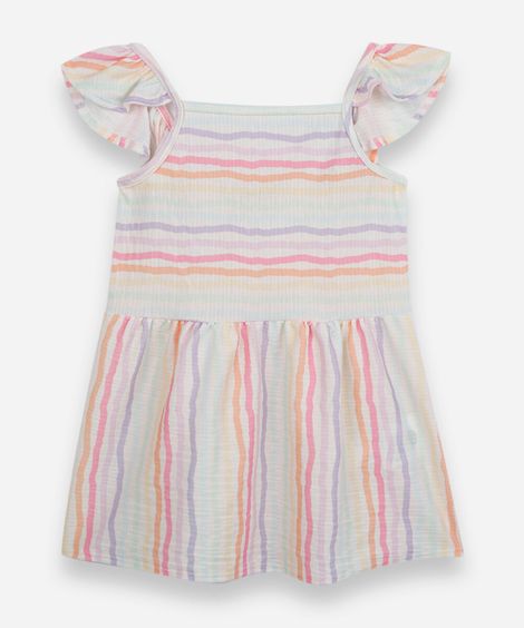 blusa infantil alça fina com babados listrada colorida