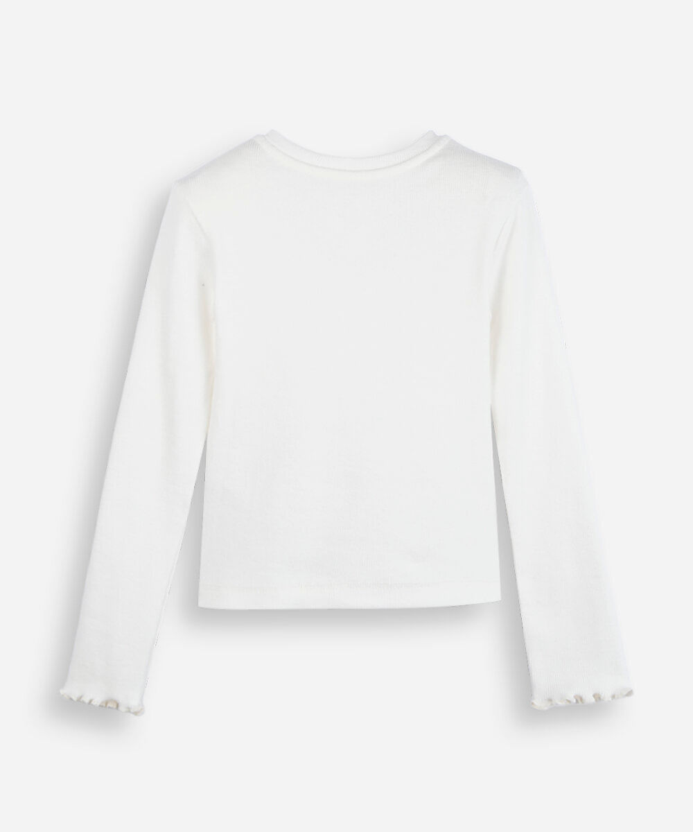 blusa infantil canelada com estrelas off white